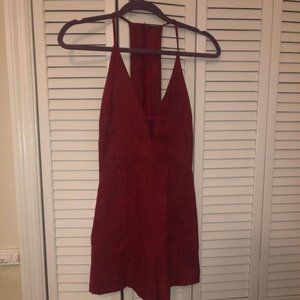 Red Backless Romper